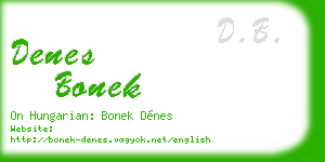 denes bonek business card